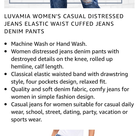 Drawstring Distressed Jeans - Picture 5 of 6